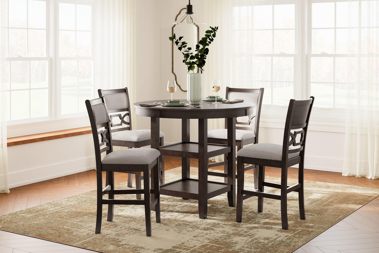 Langwest Brown Counter Height Dining Table and 4 Barstools by Ashley at Eve Furniture