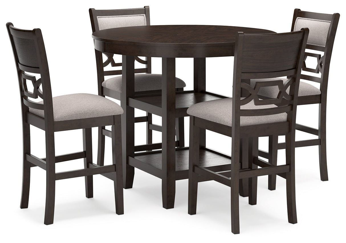 Langwest Brown Counter Height Dining Table and 4 Barstools (Set of 5)