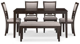 Langwest Brown Dining Table and 4 Chairs and Bench by Ashley at Eve Furniture