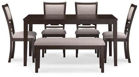 Langwest Brown Dining Table and 4 Chairs and Bench by Ashley at Eve Furniture