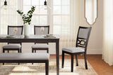Langwest Brown Dining Table and 4 Chairs and Bench by Ashley at Eve Furniture