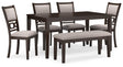 Langwest Brown Dining Table and 4 Chairs and Bench by Ashley at Eve Furniture