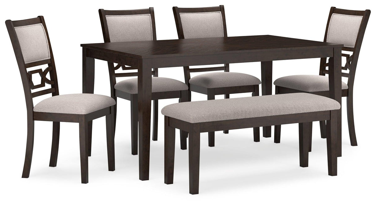 Langwest Brown Dining Table and 4 Chairs and Bench by Ashley at Eve Furniture