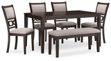 Langwest Brown Dining Table and 4 Chairs and Bench by Ashley at Eve Furniture
