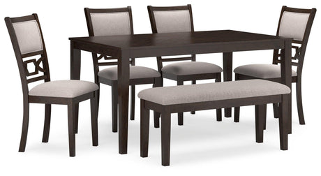 Langwest Brown Dining Table and 4 Chairs and Bench by Ashley at Eve Furniture