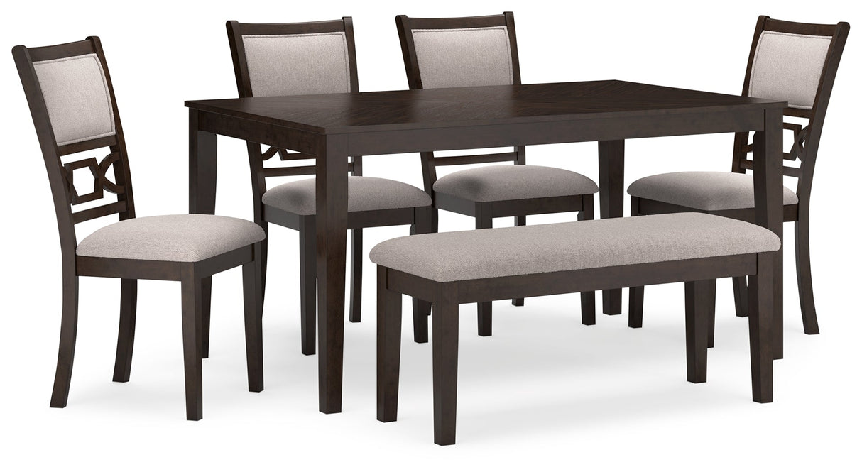 Langwest Brown Dining Table and 4 Chairs and Bench (Set of 6)