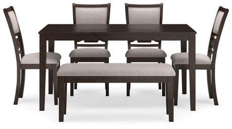 Langwest Brown Dining Table and 4 Chairs and Bench (Set of 6)