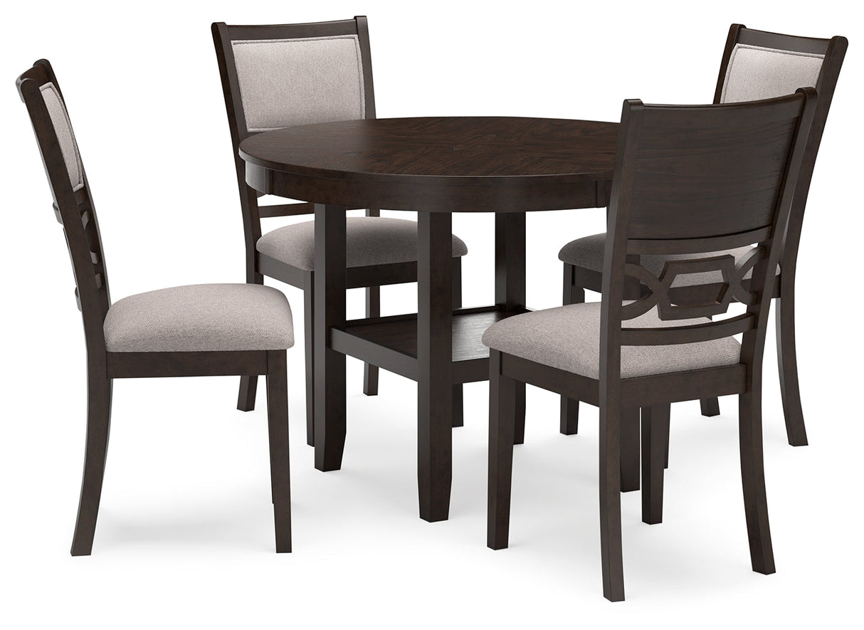 Langwest Brown Dining Table and 4 Chairs (Set of 5)