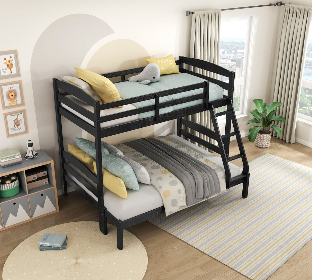 Lani Black Twin/Full Bunk Bed by Homelegance at Eve Furniture