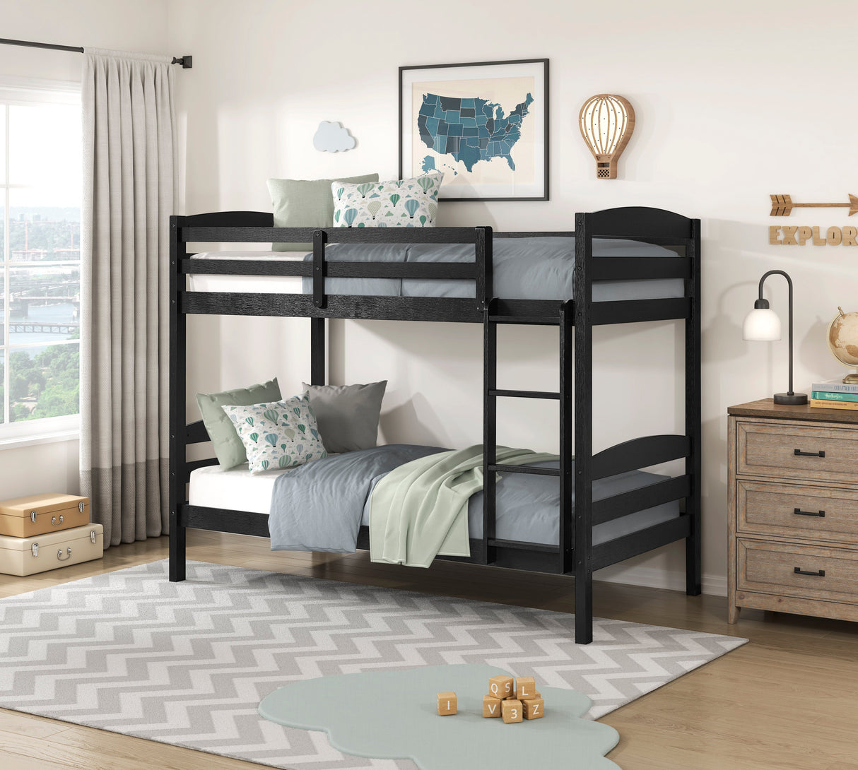 Lani Black Twin/Twin Bunk Bed by Homelegance at Eve Furniture