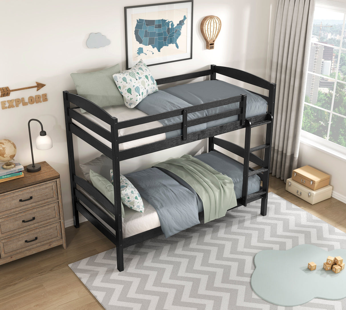 Lani Black Twin/Twin Bunk Bed by Homelegance at Eve Furniture