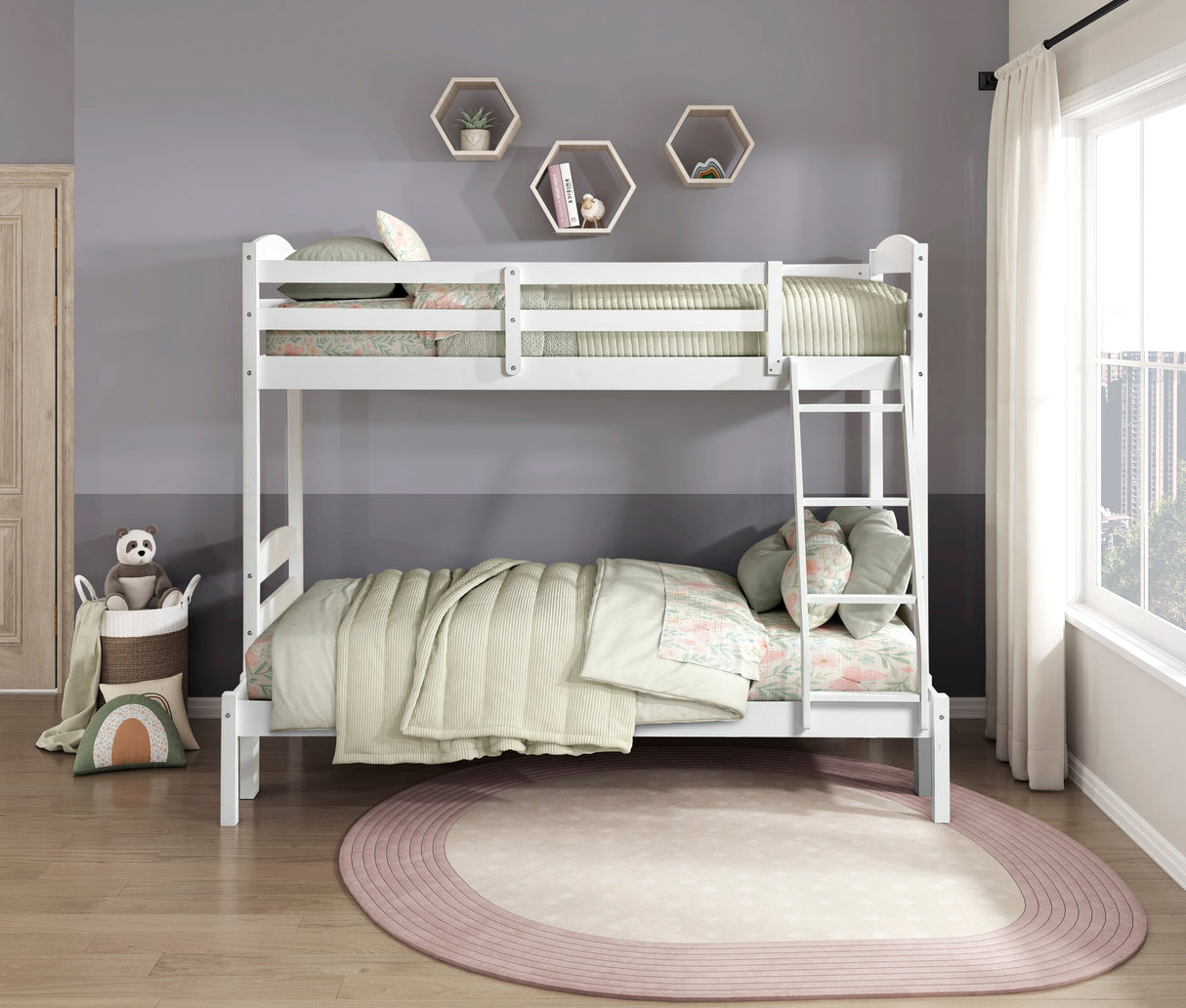 Lani White Twin/Full Bunk Bed by Homelegance at Eve Furniture