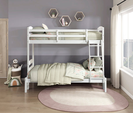 Lani White Twin/Full Bunk Bed by Homelegance at Eve Furniture