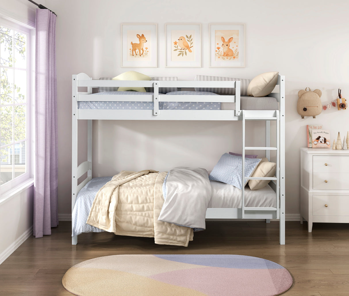 Lani White Twin/Twin Bunk Bed by Homelegance at Eve Furniture