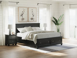 Lanolee Black California King Panel Storage Bed by Ashley at Eve Furniture