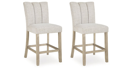 Larawyn Bisque Counter Height Barstool, Set of 2 by Ashley at Eve Furniture