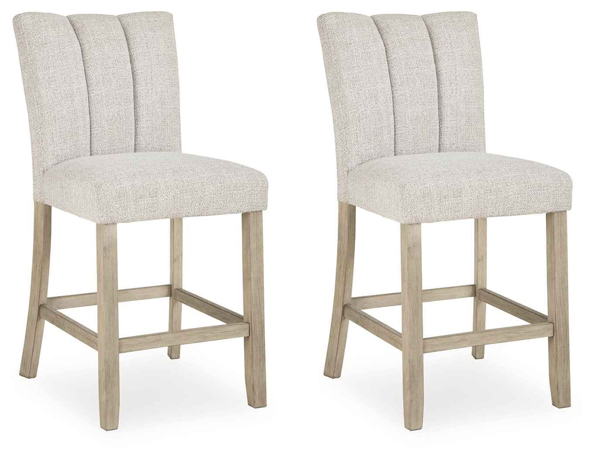 Larawyn Bisque Counter Height Barstool, Set of 2 by Ashley at Eve Furniture