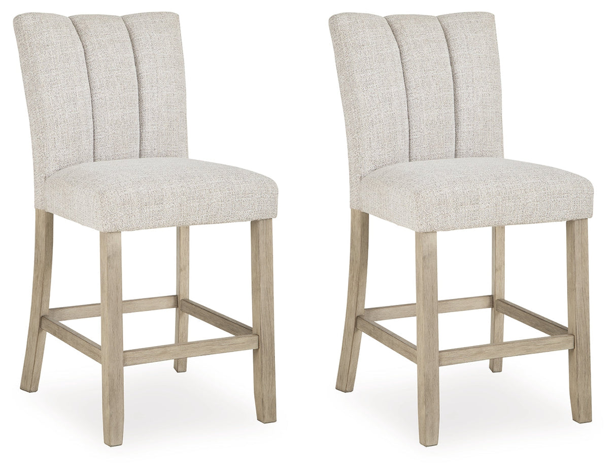 Larawyn Bisque Counter Height Barstool, Set of 2 by Ashley at Eve Furniture