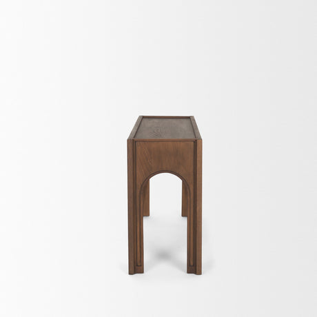 Laraya Dark Brown Wood Arched Console Table by Mercana at Eve Furniture