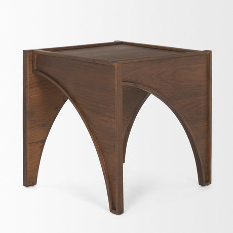 Laraya Medium Brown Wood w/ Arches End Table by Mercana at Eve Furniture