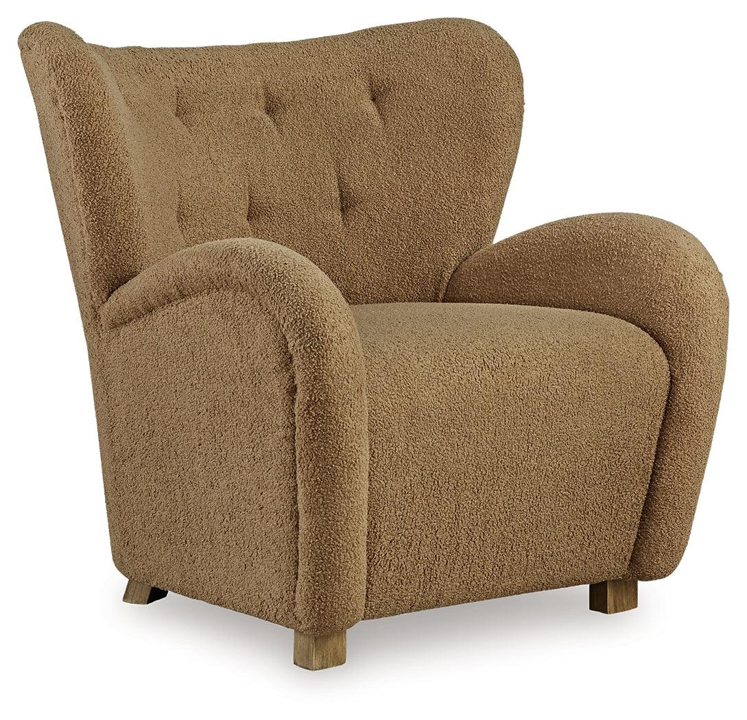 Larbell Camel Accent Chair by Ashley at Eve Furniture