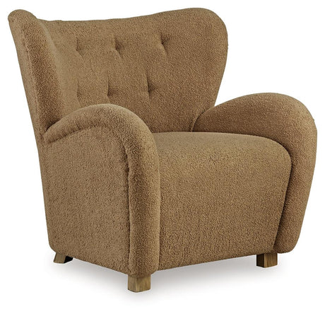 Larbell Camel Accent Chair by Ashley at Eve Furniture