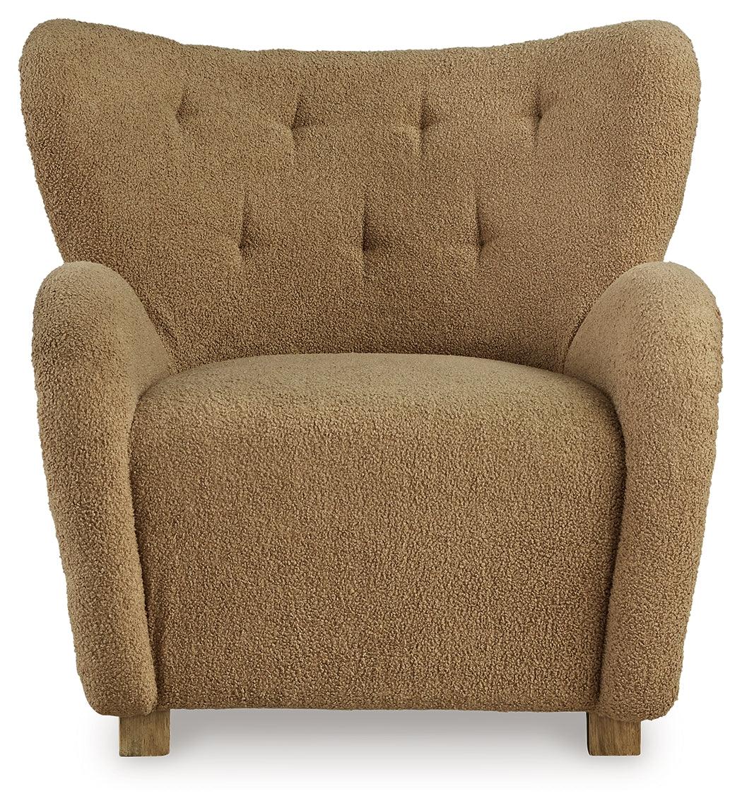 Larbell Camel Accent Chair by Ashley at Eve Furniture