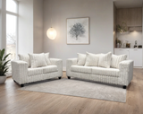 Larce Cream Sofa & Loveseat by Happy Homes at Eve Furniture