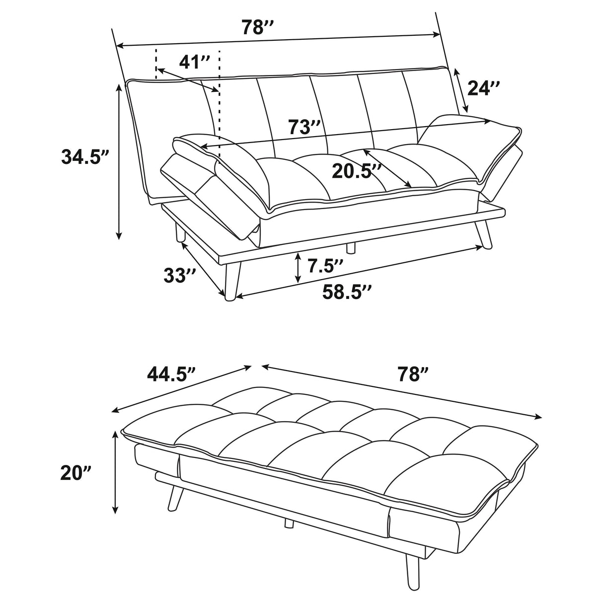 Laredo Upholstered Convertible Sofa Bed Grey