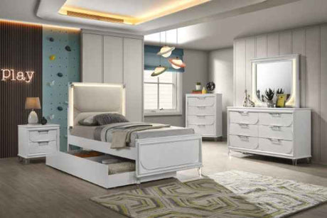 Lareina Pearl White 5-Piece Twin Bedroom Set by Furniture of America at Eve Furniture