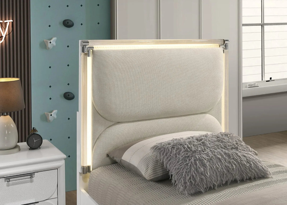 Lareina Pearl White Twin Bed by Furniture of America at Eve Furniture