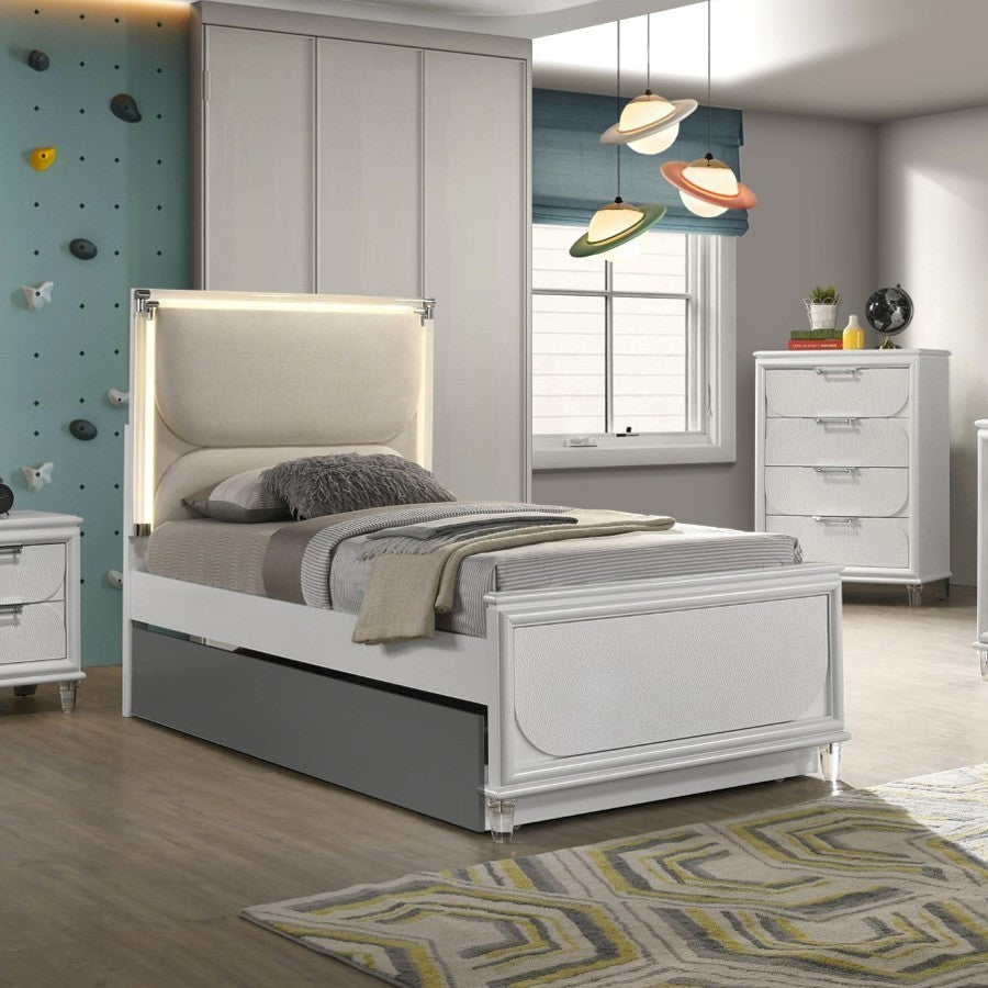 Lareina Pearl White Twin Bed by Furniture of America at Eve Furniture