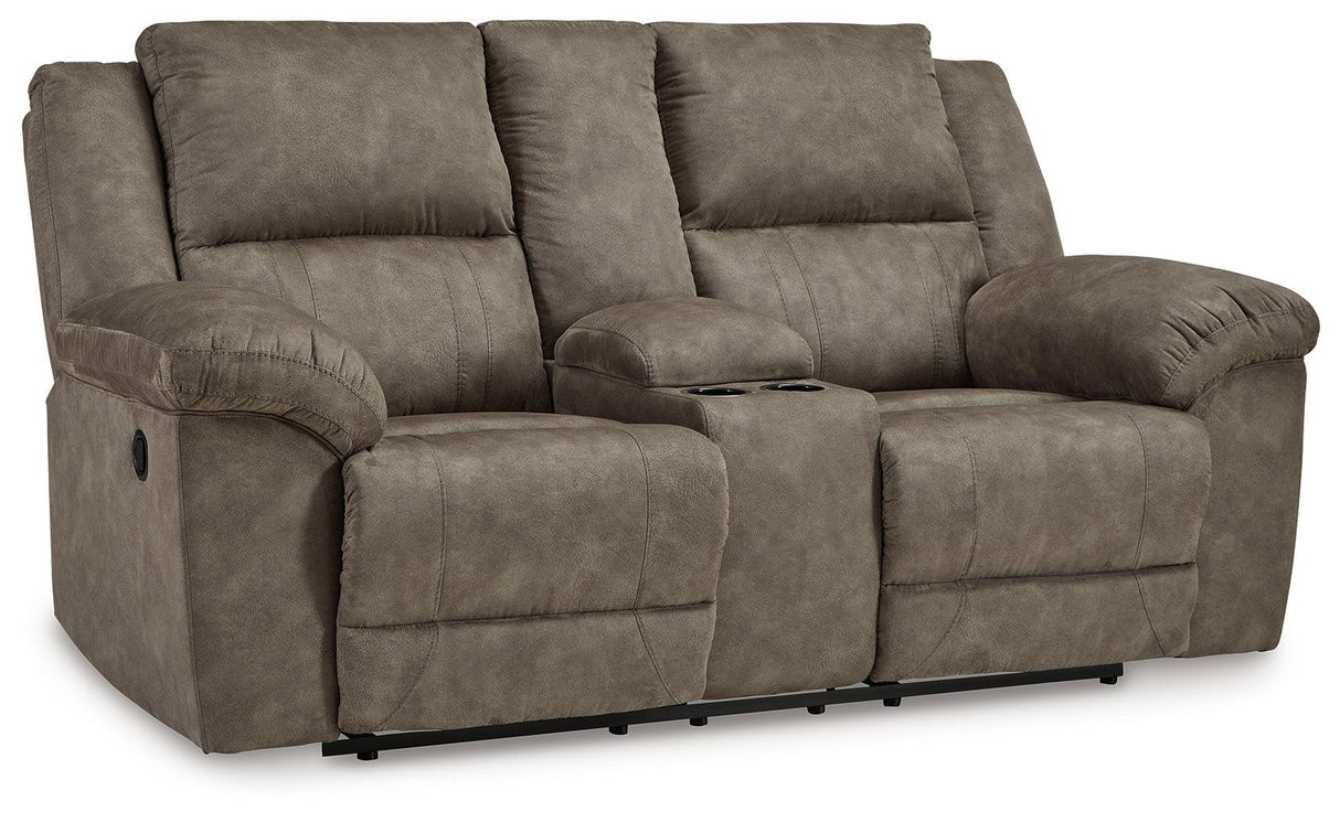 Laresview Fossil Manual Reclining Loveseat with Console by Ashley at Eve Furniture