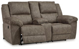 Laresview Fossil Manual Reclining Loveseat with Console by Ashley at Eve Furniture