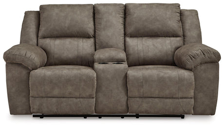Laresview Fossil Manual Reclining Loveseat with Console by Ashley at Eve Furniture