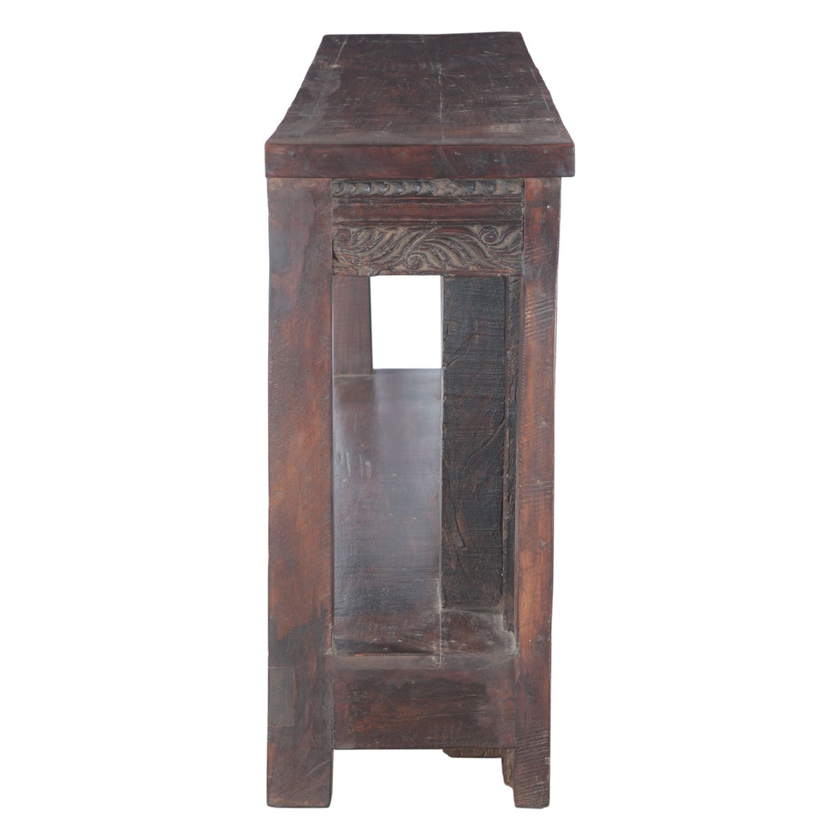 Large Finely Carved Wood Console Table with Bottom Shelf by Home Trends & Design at Eve Furniture