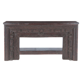 Large Finely Carved Wood Console Table with Bottom Shelf by Home Trends & Design at Eve Furniture