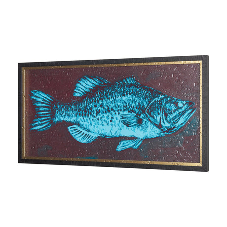 Largemouth Bass Turquoise by Mercana Studio a Hand Embellished Textured Framed Art Print by Mercana at Eve Furniture