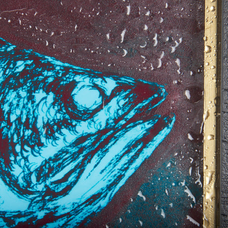 Largemouth Bass Turquoise by Mercana Studio a Hand Embellished Textured Framed Art Print by Mercana at Eve Furniture