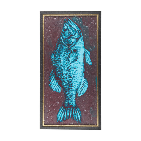 Largemouth Bass Turquoise by Mercana Studio a Hand Embellished Textured Framed Art Print by Mercana at Eve Furniture