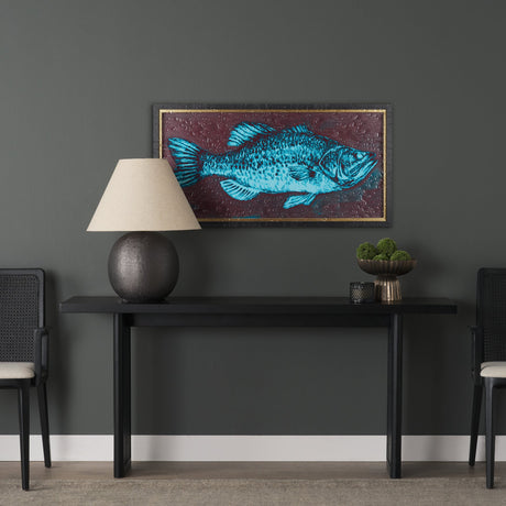 Largemouth Bass Turquoise by Mercana Studio a Hand Embellished Textured Framed Art Print by Mercana at Eve Furniture