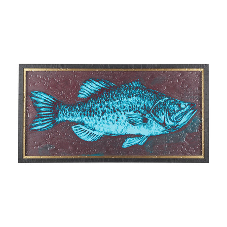 Largemouth Bass Turquoise by Mercana Studio a Hand Embellished Textured Framed Art Print by Mercana at Eve Furniture