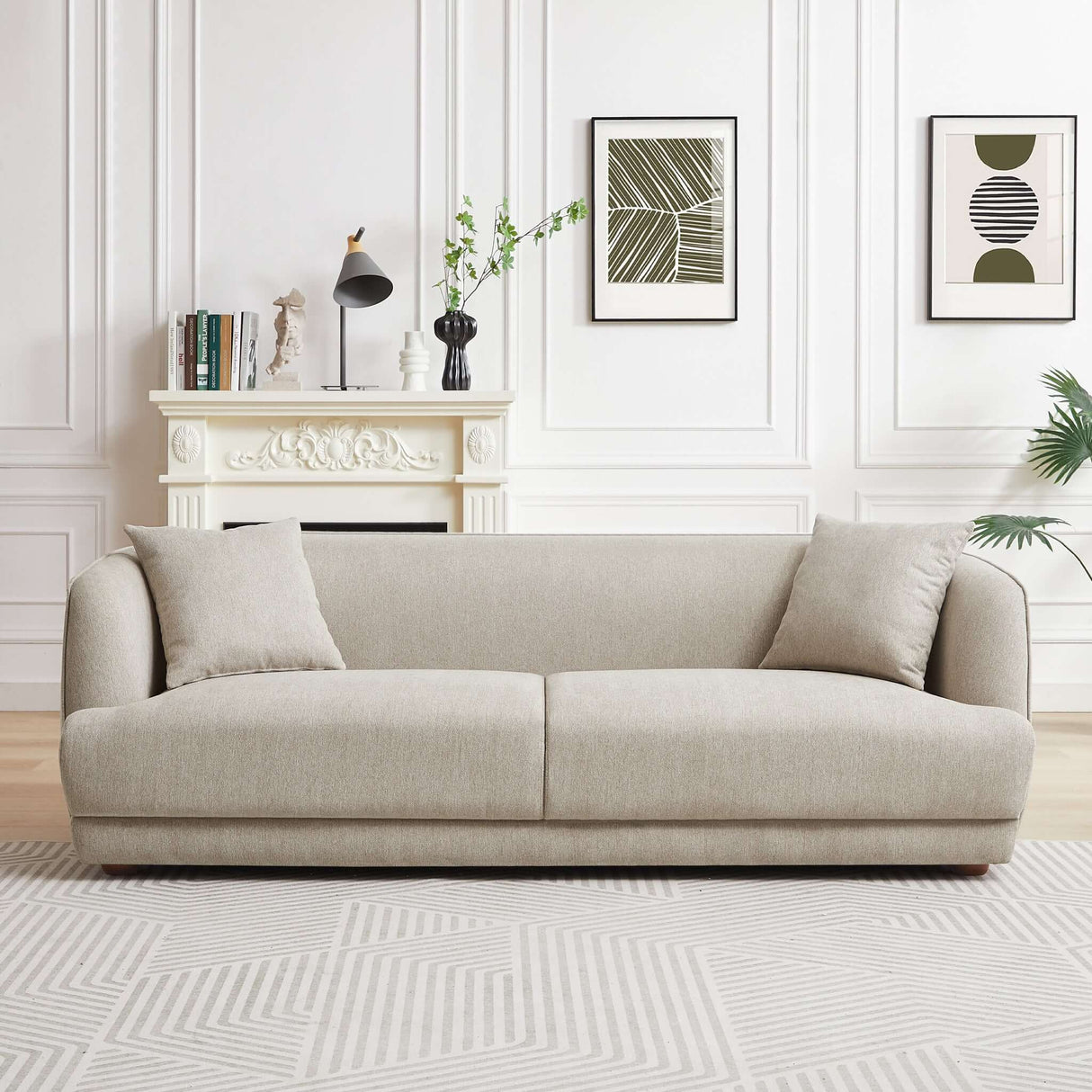 Larisa Cream Mid Century Modern Linen Sofa by Ashcroft Furniture at Eve Furniture