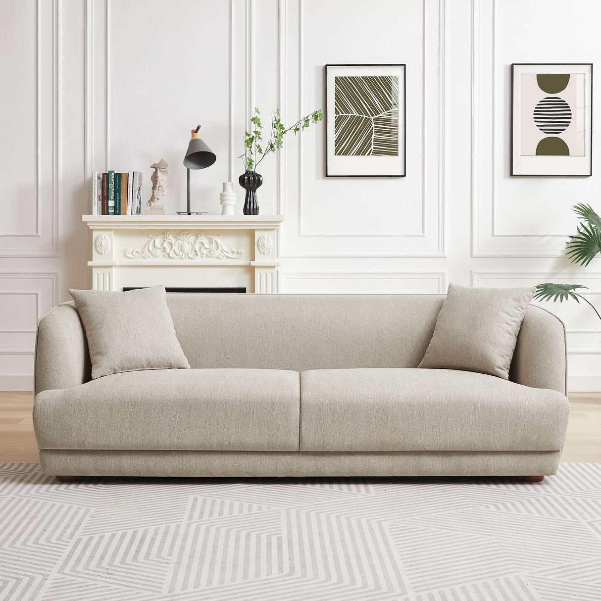 Larisa Mid Century Modern Linen Sofa Green