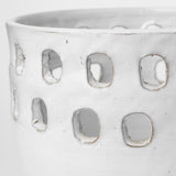 Larissa Set of Two White Ceramic Hollow Pattern Vases by Mercana at Eve Furniture