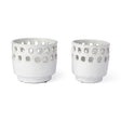 Larissa Set of Two White Ceramic Hollow Pattern Vases by Mercana at Eve Furniture