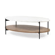 Larkin 48" Oval White Marble Top and Solid Wood Shelf w/ Black Metal Frame Coffee Table by Mercana at Eve Furniture