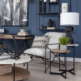 Larkin II Marble and Medium Brown Wood Round Tabletop Nesting End/Side Tables by Mercana at Eve Furniture
