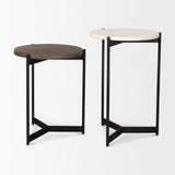 Larkin Marble & Dark Brown Wood Tabletop Nesting End/Side Tables by Mercana at Eve Furniture