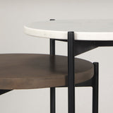 Larkin Marble & Dark Brown Wood Tabletop Nesting End/Side Tables by Mercana at Eve Furniture